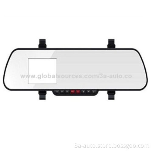 Mirror-shaped car camcorder with 3.5in LCD display dual lens rotary